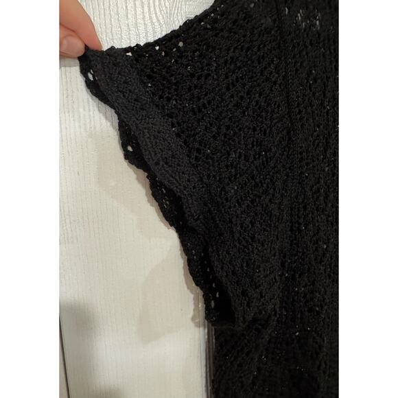 GAP Black Crochet Sweater Cardigan Open Front with Button XL - Picture 3 of 6